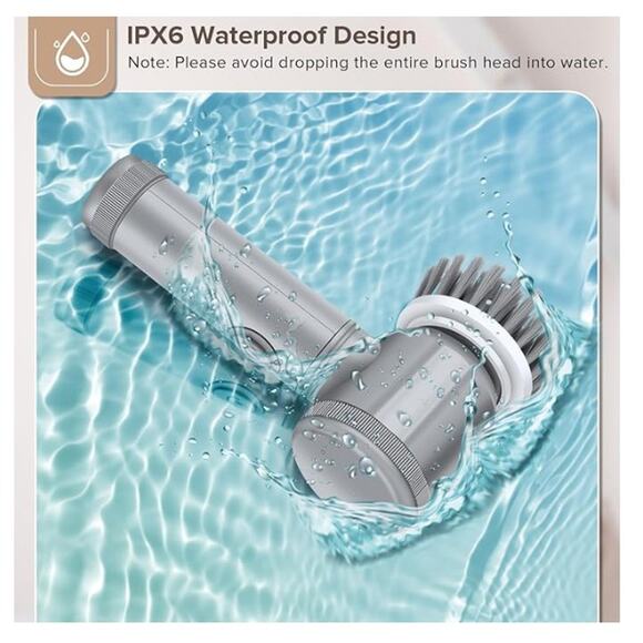 Electric Cleaning Brush Scrubber with 6 Replaceable Heads - Picture 2 of 7